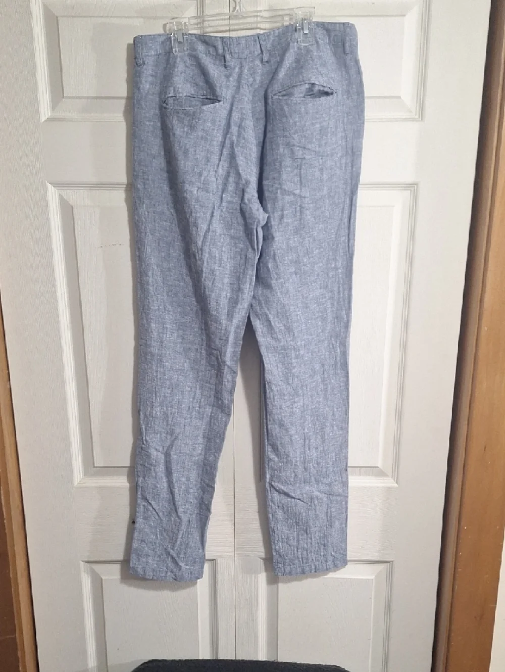 Zara Men's Chino-Style Linen Pants - 31x32 - Heathered Blue